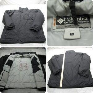 Columbia Down Jacket Mens XL‎ Black Pockets Waterproof Custom? Full Zip Puffer